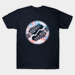 Electric Guitar Headstock Circle Texture Dark Theme T-Shirt